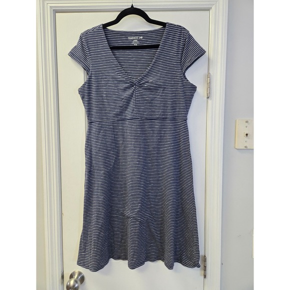 Toad&Co Dresses & Skirts - Toad&Co Striped Dress Navy Blue White L Eco-Friendly Pockets Nautical Coastal